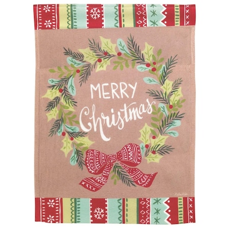 13 X 18 In Wreath Merry Christmas Print Garden Flag